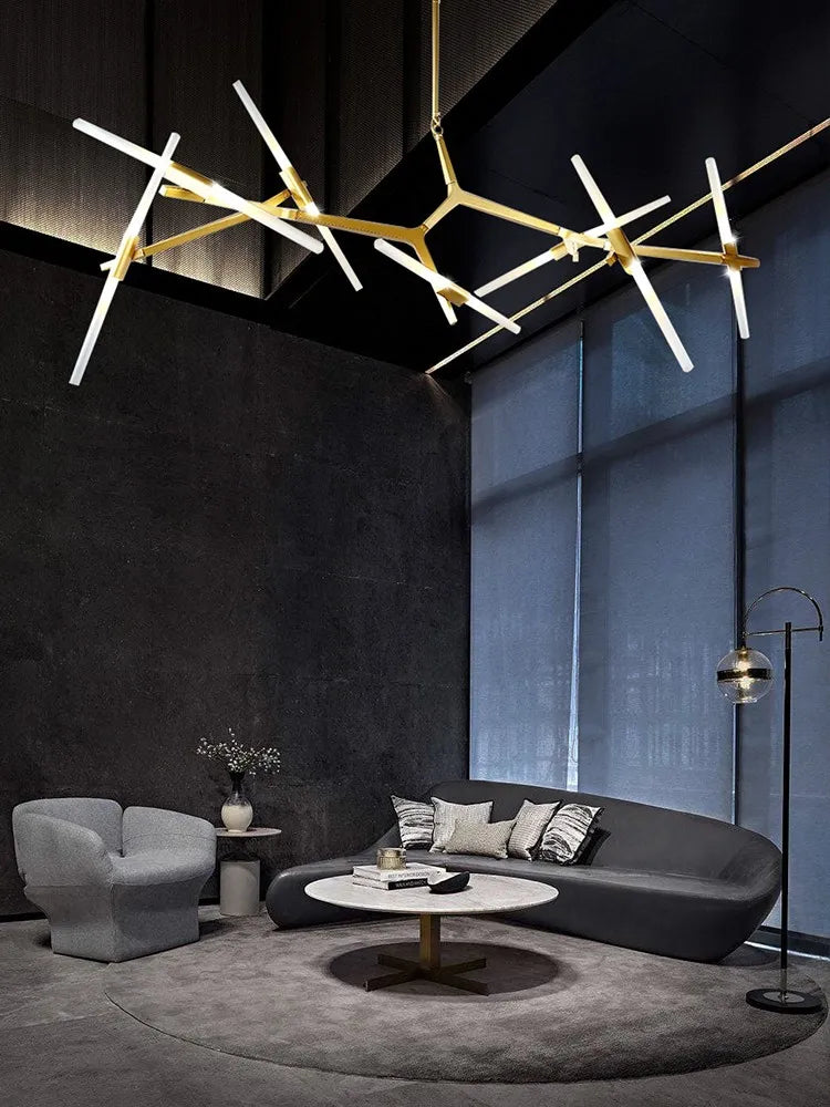 Afralia™ Gold Branch LED Chandelier for Duplex Villa Staircase - Modern Indoor Lighting