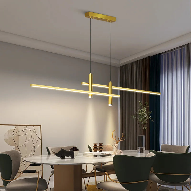 Afralia™ Minimalist Black Gold Dining Table Pendant Lamp for Kitchen Chandelier Lighting Fixtures