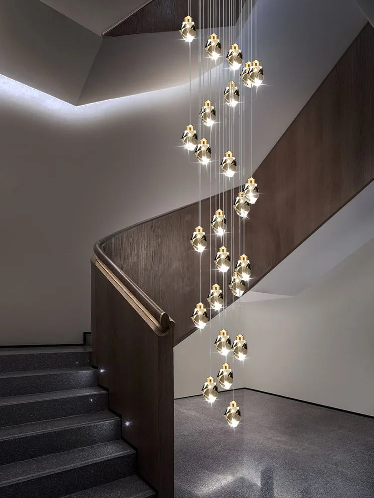 Afralia™ Nordic Crystal Chandelier for Living Room Villa Ceiling - Staircase Pendant Lamps