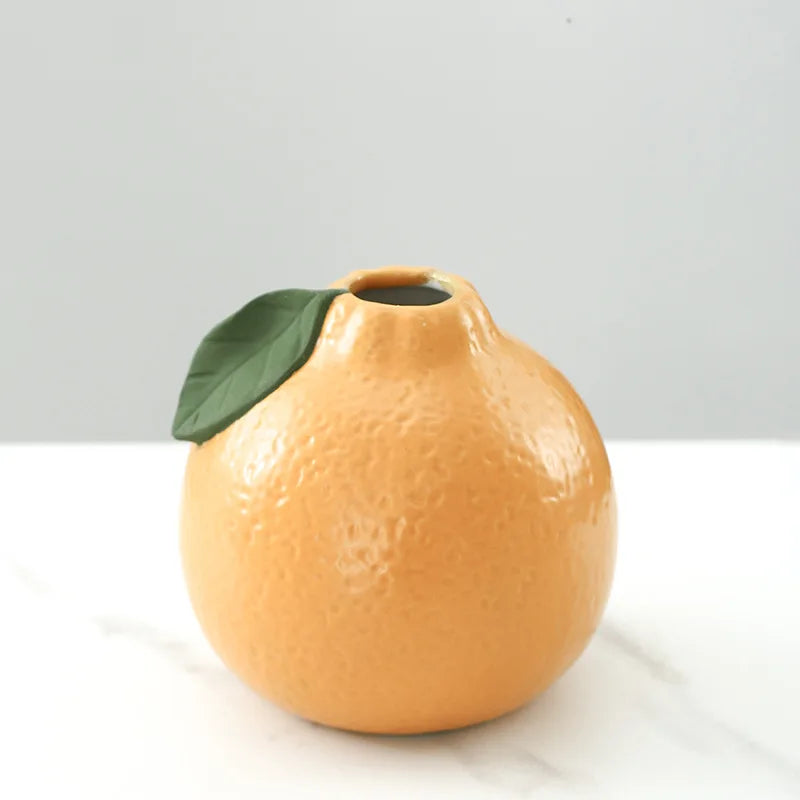 Afralia™ Orange Ceramic Vase Pomelo Flower Arrangement Home Decoration