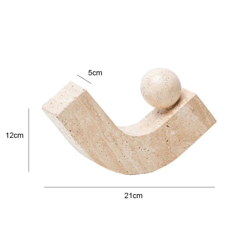 Afralia™ Archway Shape Travertine Sculpture Figurine Statue for Home Decor