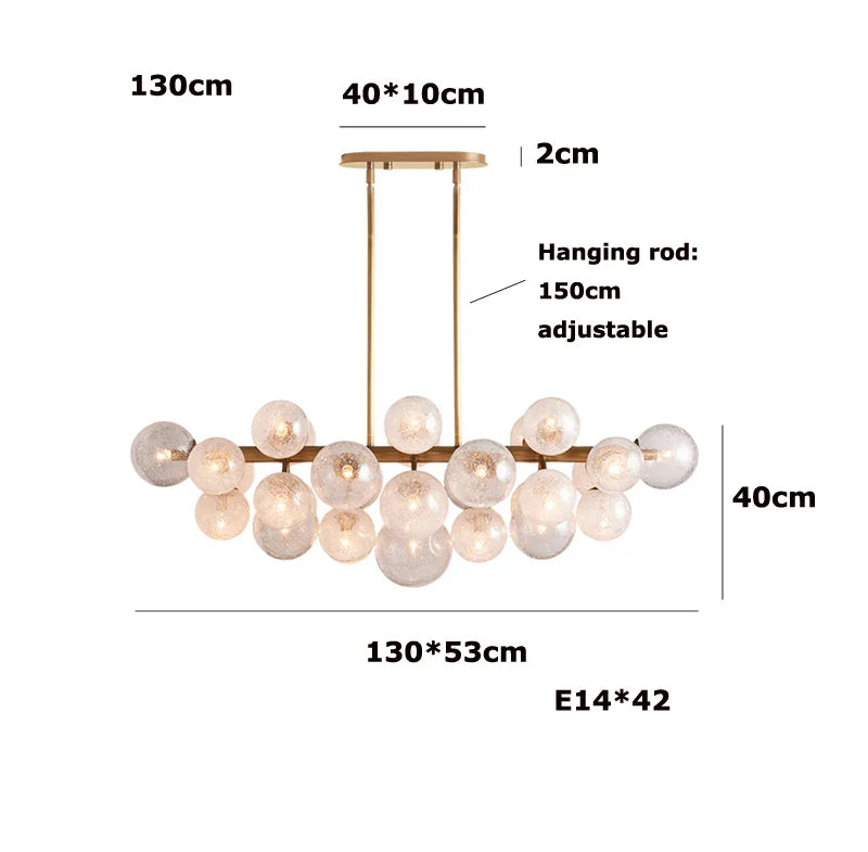 Afralia™ Vintage Glass Bubble LED Chandelier for Dinning Room