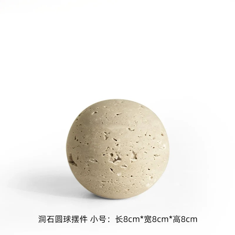 Afralia™ Chestnut Stone Wabi Sabi Wind Round Ball Geometric Rock Ornament Figurines