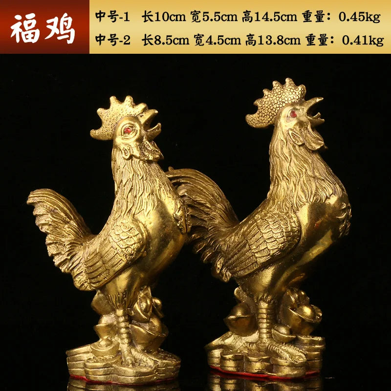 Afralia™ Brass Rooster Fengshui Figurine for Home Office Desktop Decoration