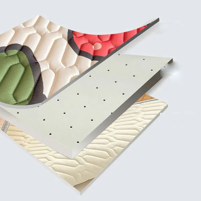 Afralia™ Cartoon Pattern Latex Mattress Set for Home, 3-Layer Rebound Soft Breathable Bed Sheets