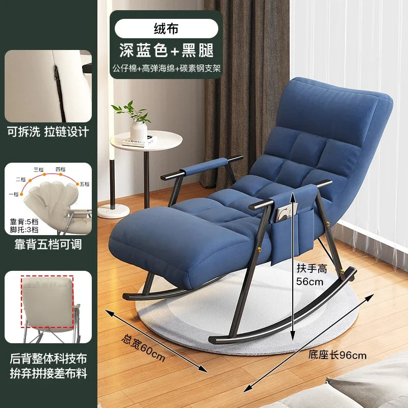 Afralia™ Nordic Rocking Chair Recliner, Adult Single Sofa for Home Balcony Leisure