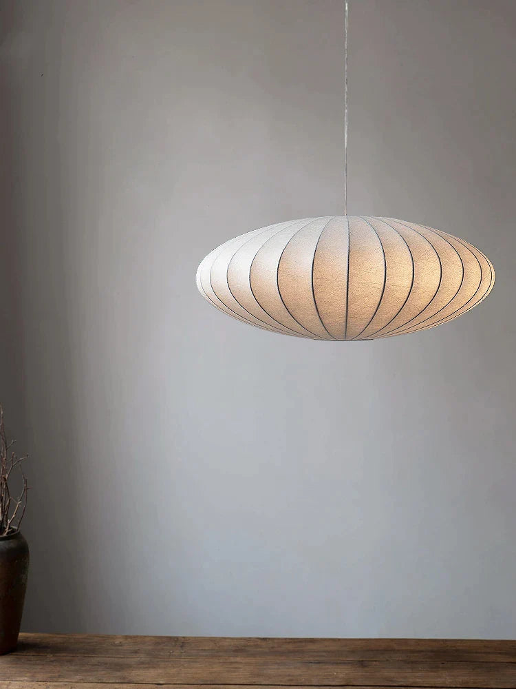 Afralia™ Silk Chandelier Japanese Style Cream Pendant Lamps for Living & Dining Room