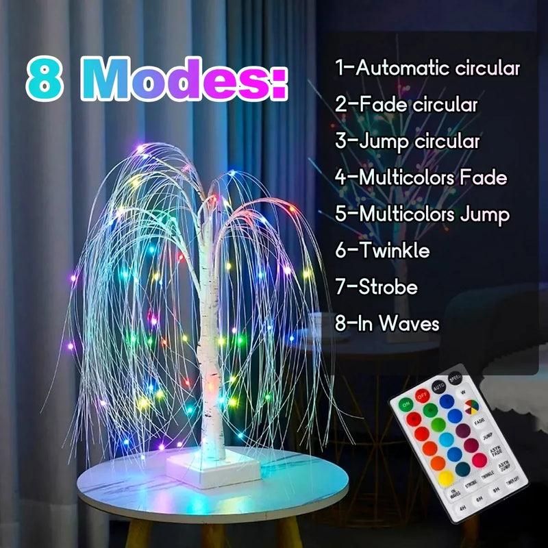 Afralia™ Colorful Willow Tree Lights with 7 Modes Remote Control for Parties, Holidays & Gifts