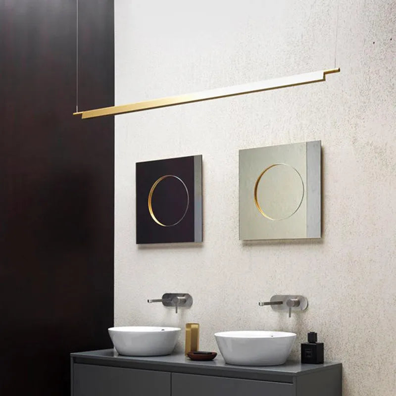 Afralia™ Scandinavian Linear LED Pendant Lamp for Living Room Office Restaurant Dining Table