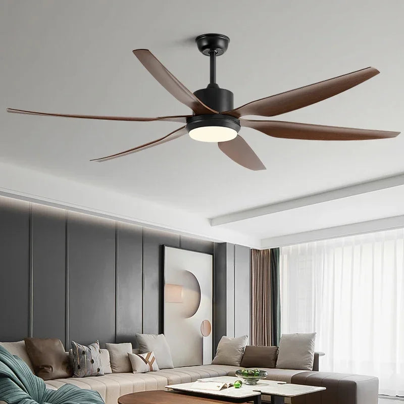 Afralia™ Modern Six-Leaf LED Ceiling Fan Light for Restaurant and Living Room