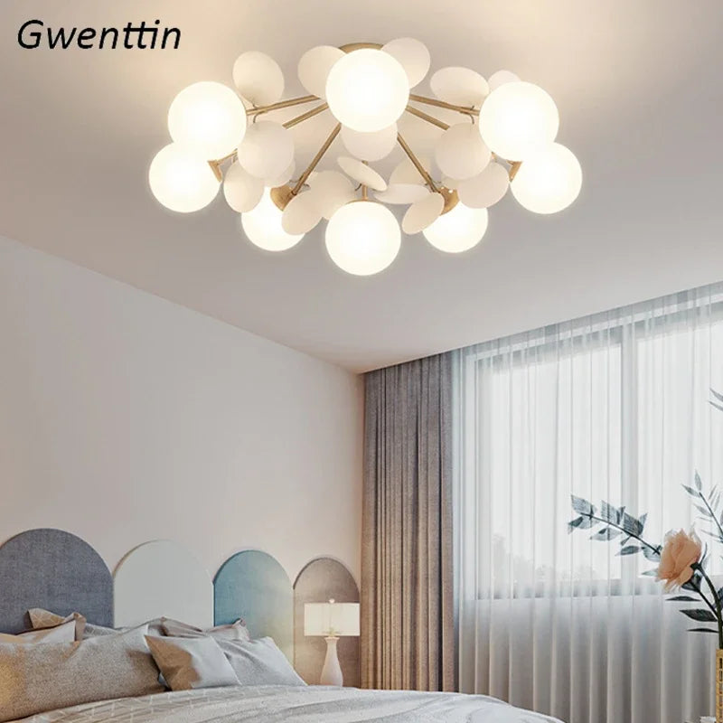 Afralia™ Petals Ceiling Chandelier Light Fixture for Nordic Living Room & Bedroom