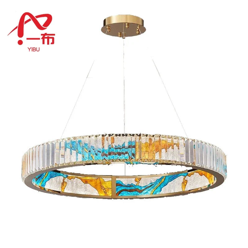 Afralia™ Round Crystal Chandelier: LED Pendant Lamp in Oriental Style