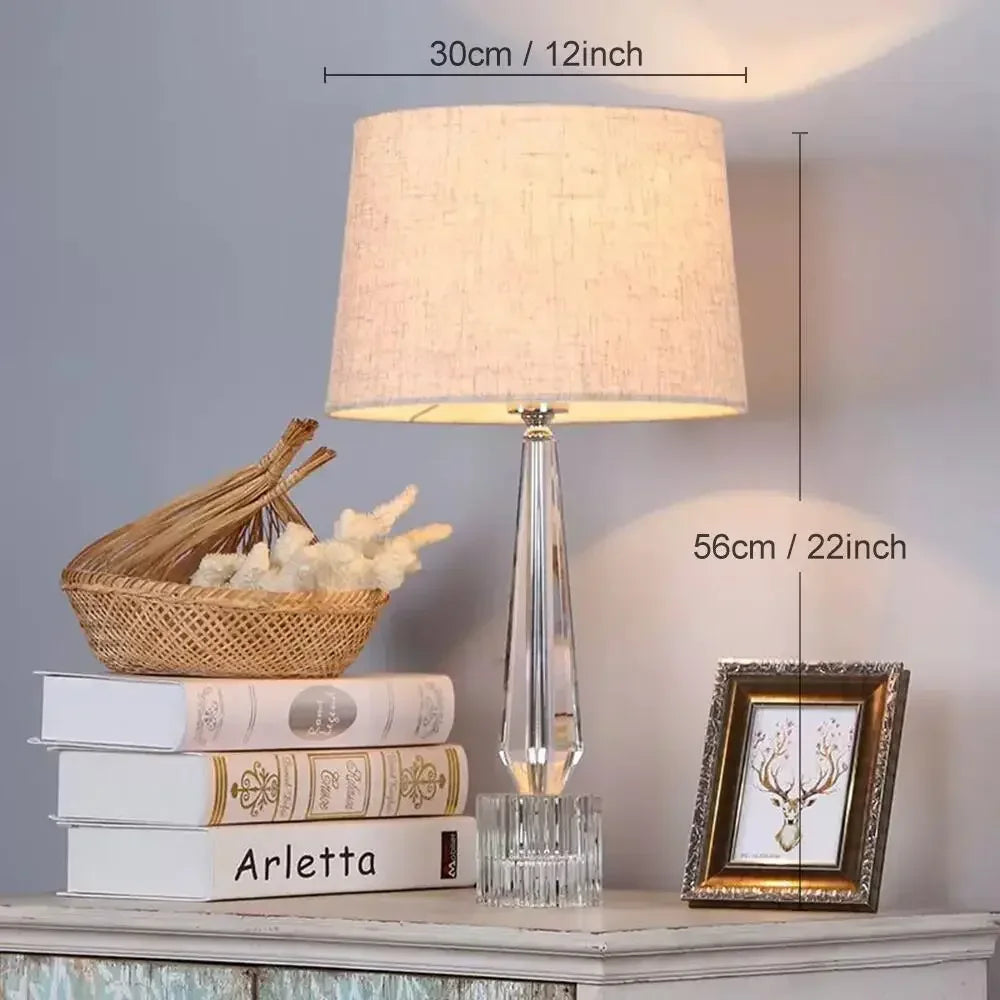 Afralia™ Crystal Table Lamp with Remote Control, LED Light for Living Room, Bedroom & Bedside