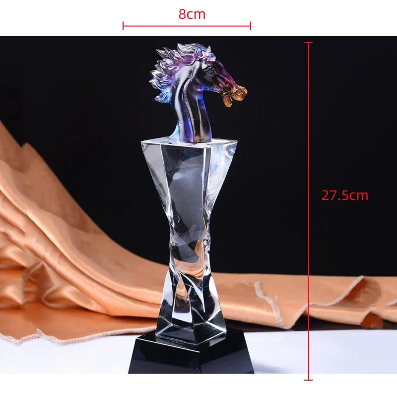 Afralia™ Crystal Horse Trophy: Simulated Horse Head Glass Medal & Decorative Figurine
