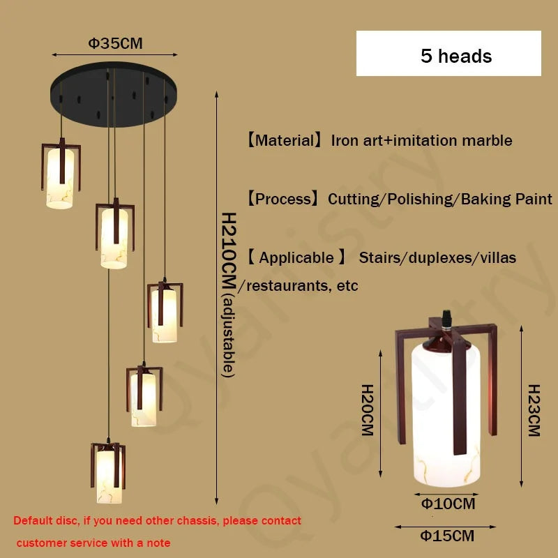 Afralia™ LED Marble Pendant Light for Luxury Villa Living Room Interior Decor