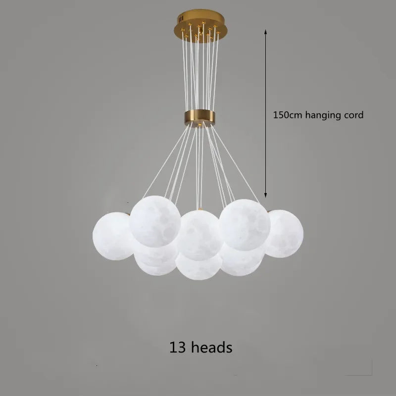 Afralia™ LED Lunar Ball Chandeliers for Living Bedroom Home Decor Lighting