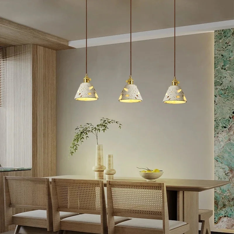 Afralia™ Wabi Sabi LED Pendant Lights Fixture Terrazzo Hanging Lamp Lighting