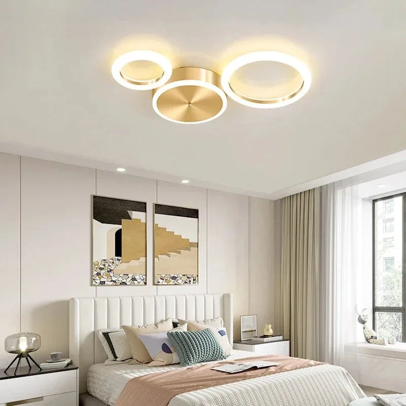 Afralia™ LED Gold Ring Chandelier for Living Room Bedroom Dining Room