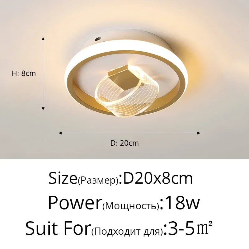 Afralia™ Modern LED Ceiling Lamp for Home Aisle Balcony Study Office - Aluminum Acrylic