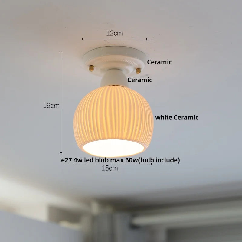 Afralia™ White Ceramic LED Ceiling Light Fixture Nordic Modern Home Decor Lighting Plafond Lamp