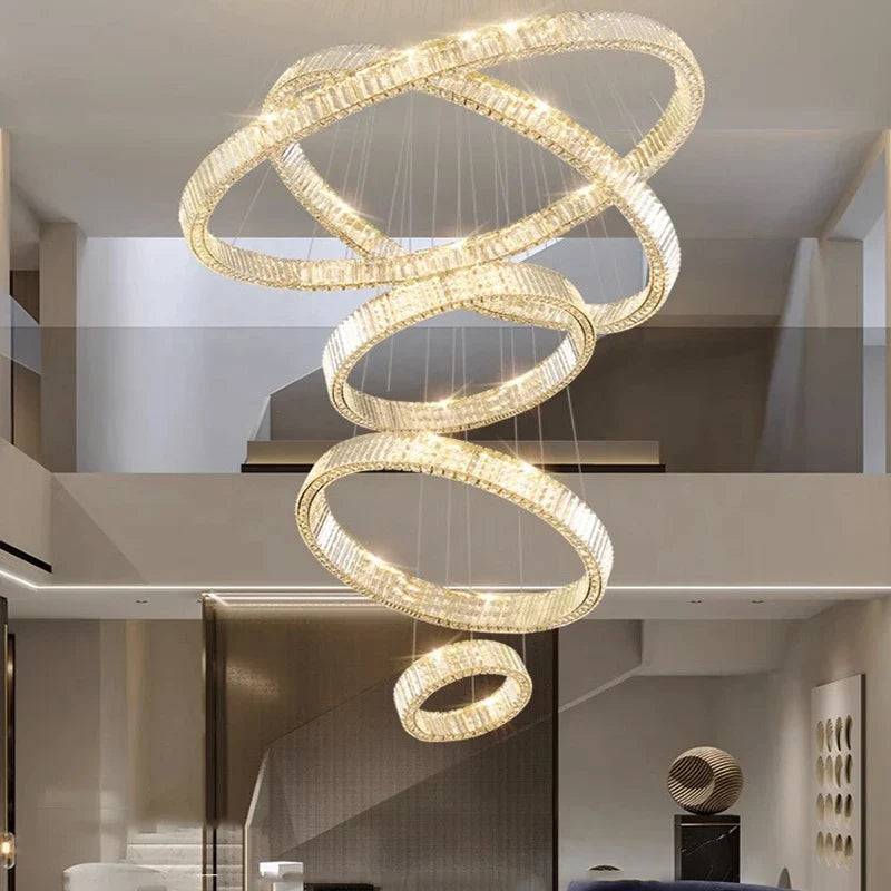 Afralia™ Crystal Chandelier: Luxury Living Room Pendant Light, Stair Lamp & Ceiling Lighting