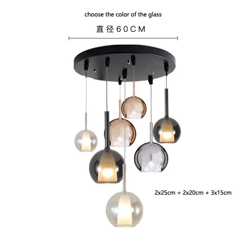 Afralia™ Designer Glass Chandelier Pendant Light for Dining Room Kitchen Loft Home Decor