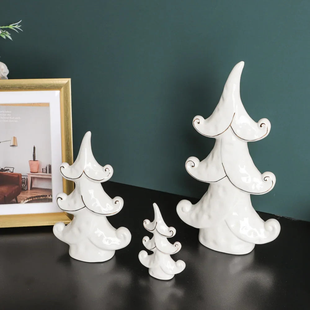 Nordic Ceramic Christmas Tree Figurines by Afralia™
