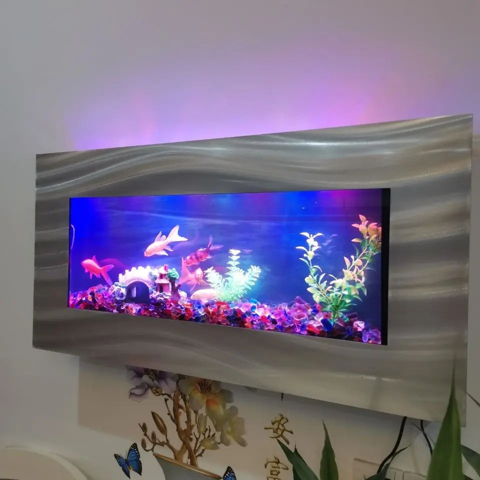 Afralia™ Ultra Clear Tempered Fish Tank: Wall Hanging Aquarium with No-Water Change