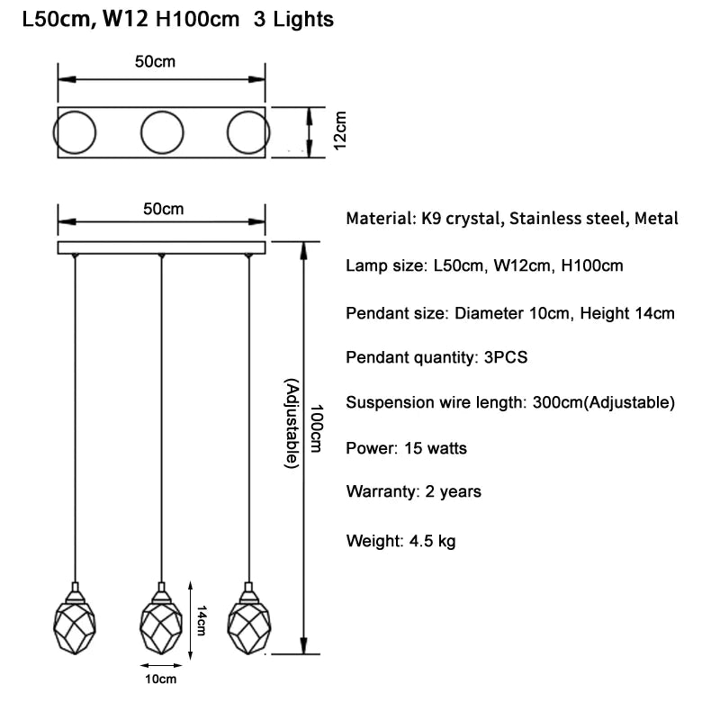 Afralia™ Diamond Crystal Ball Chandelier LED Hanging Lamp Gold Fixture