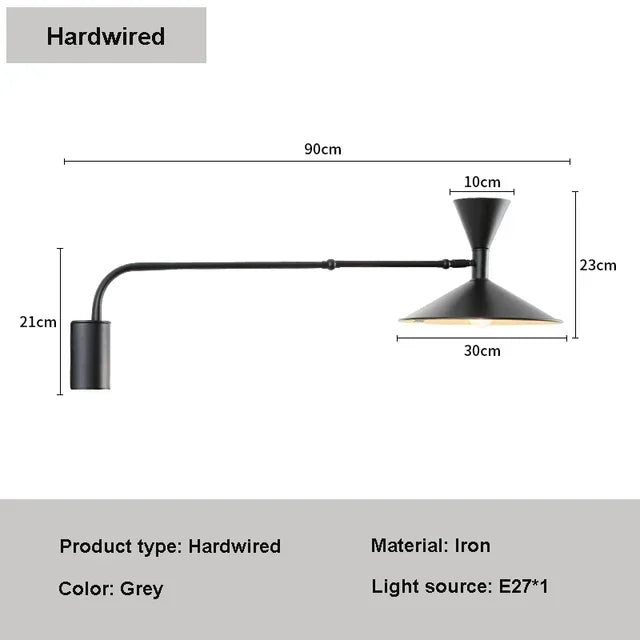 Afralia™ Adjustable Long Arm Wall Lamp for Reading, Bedroom, LED Minimalist Swing Lighting