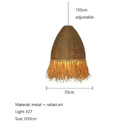 Afralia™ Handmade Rattan Pendant Light for Living Room, Bedroom - Japanese Style
