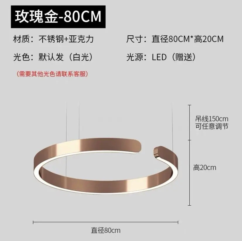 Afralia™ Rose Gold C-Shaped Pendant Light for Luxury Home Dining Room Hall