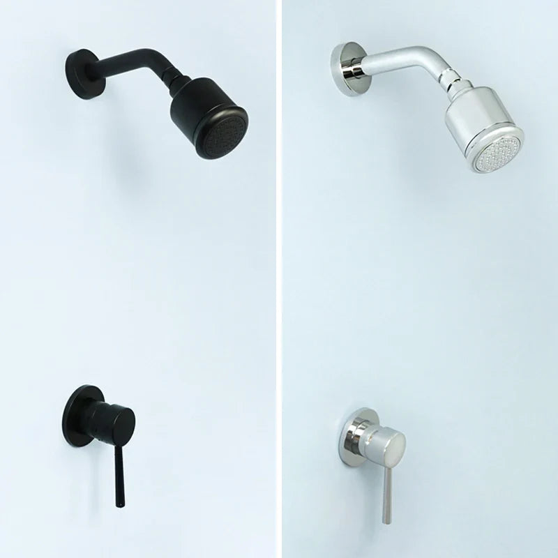 Afralia™ Matt Black Chrome Wall-Mounted Shower Faucet Brass Valve Body Single Function