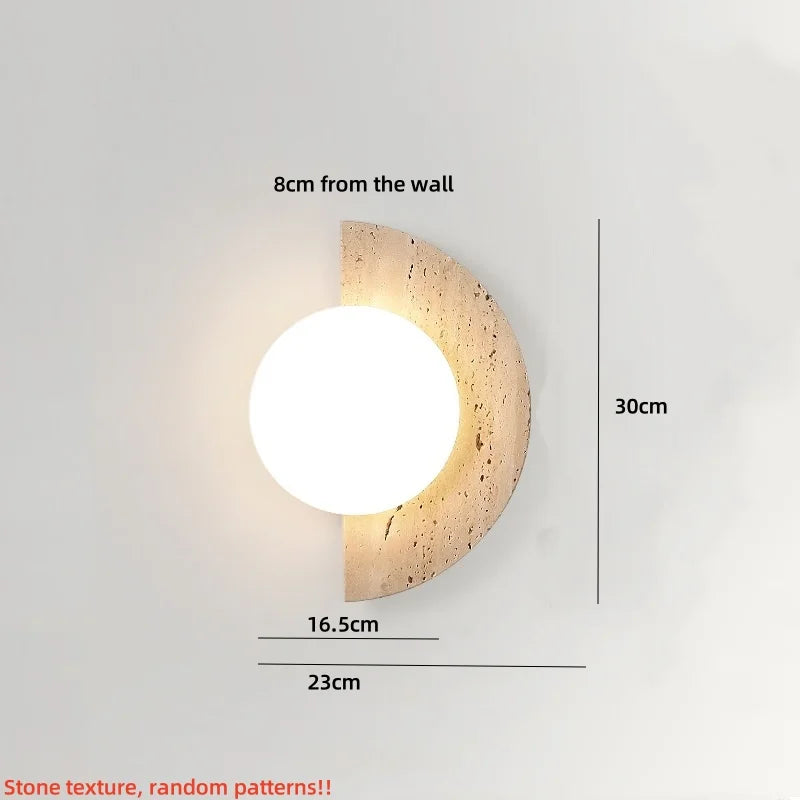 Afralia™ Yellow Cave Stone LED Wall Lights for Modern Spaces, Glass Globe Sconce.