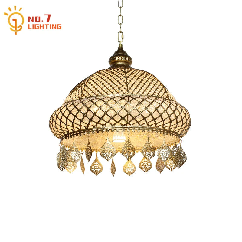 Afralia™ Gold Lustre Iron Art Pendant Lights LED E27, Exotic Design for Home, Restaurant, Bar