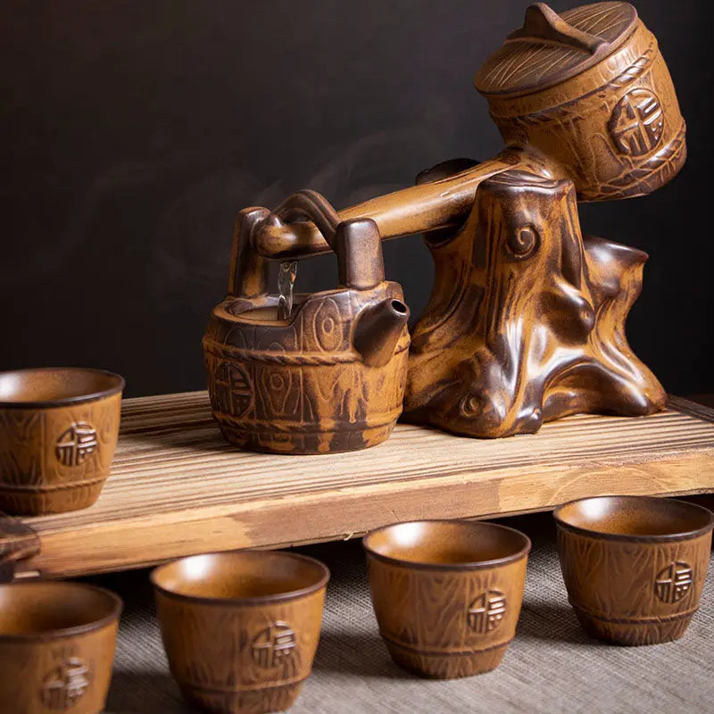 Afralia™ Ceramic Kung Fu Tea Set: High-End, Retro, Anti-Scalding, Easy Home Brewing