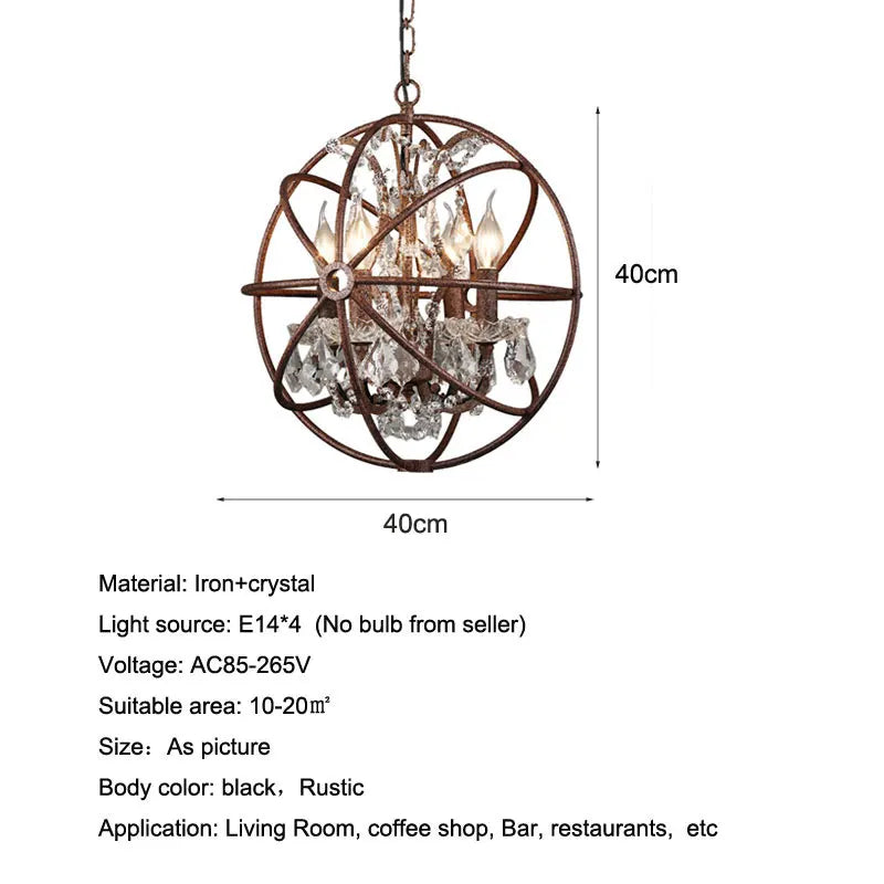 Afralia™ Retro Loft Crystal Chandelier Ball for Home and Business Lighting