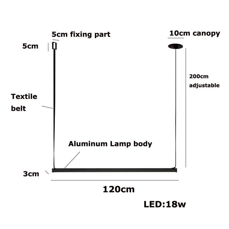 Afralia™ Modern Orange Gray Pendant Lighting for Dining Room, Adjustable Aluminum Belt Textile Fixture