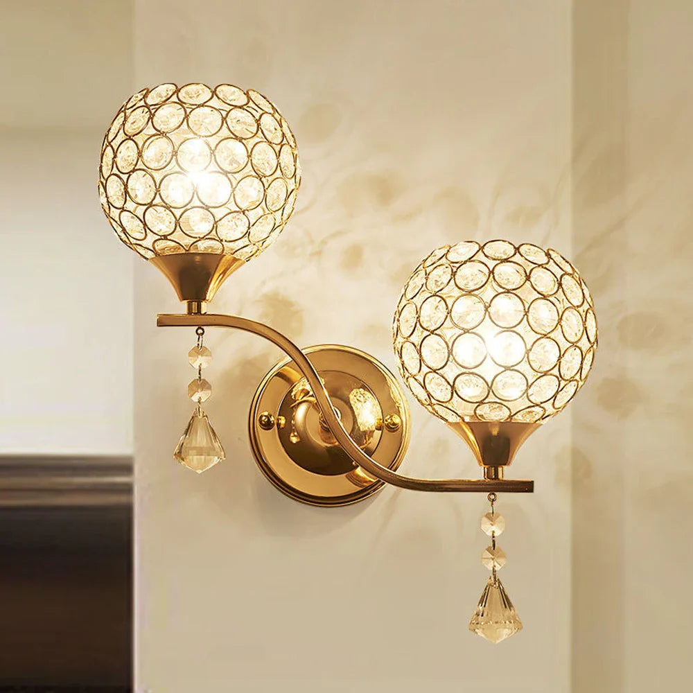 Afralia™ Modern Crystal Wall Lamp for Home Living Room Bedroom Decor