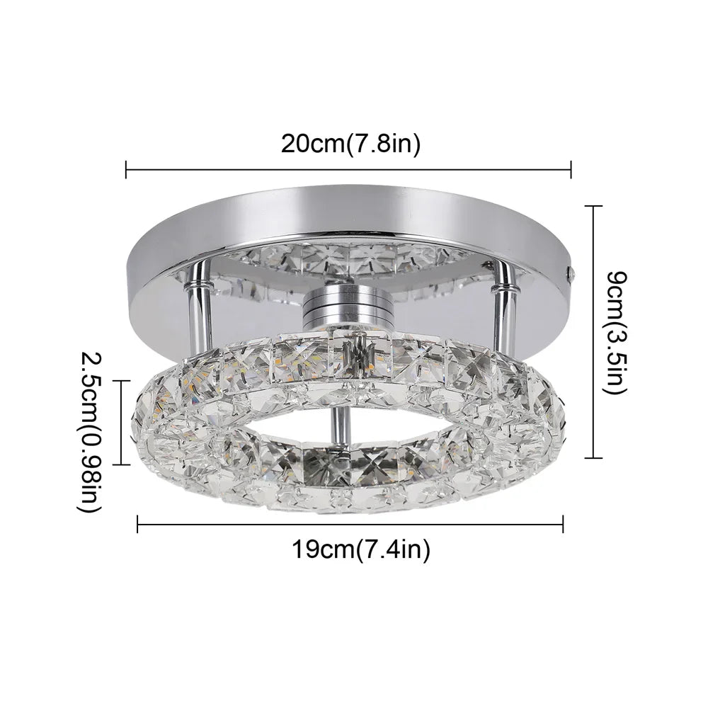 Afralia™ Crystal LED Flush Mount Ceiling Light for Kitchen Hallway - Modern Chandelier Fixture