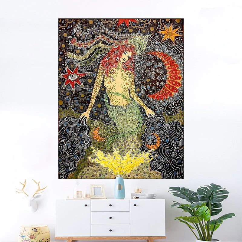 Afralia™ Celestial Floral Tapestry Wall Hanging for Hippie Dorm Decor