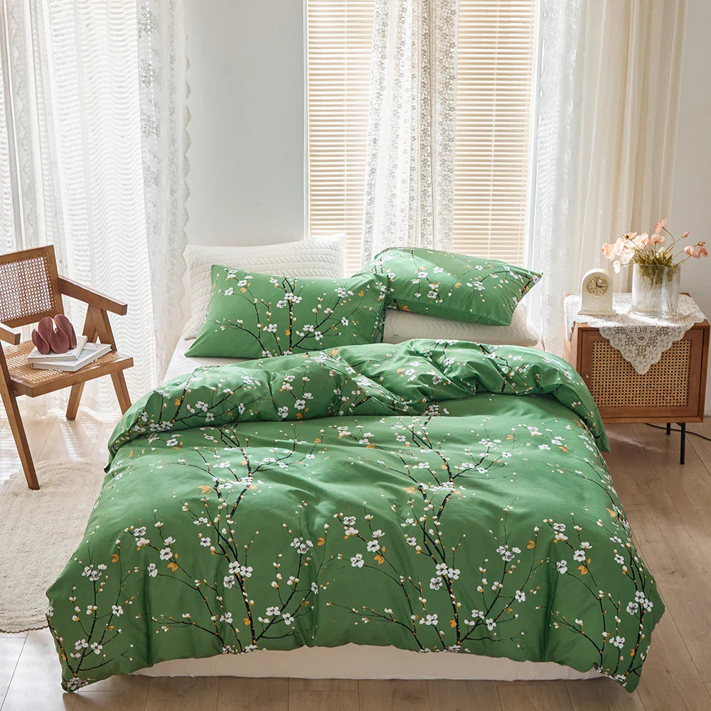 Afralia™ Plum Blossom Queen Duvet Set: Skin-Friendly, Comfortable & Durable