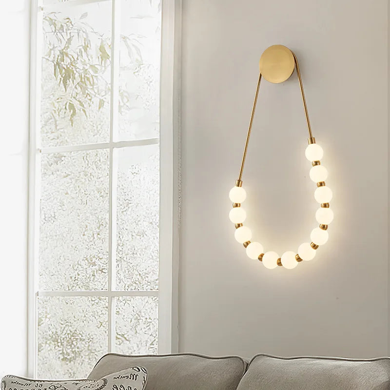 Afralia™ LED Necklace Wall Lights: Gold Black Metal White Acrylic Sconce for Home Art Deco