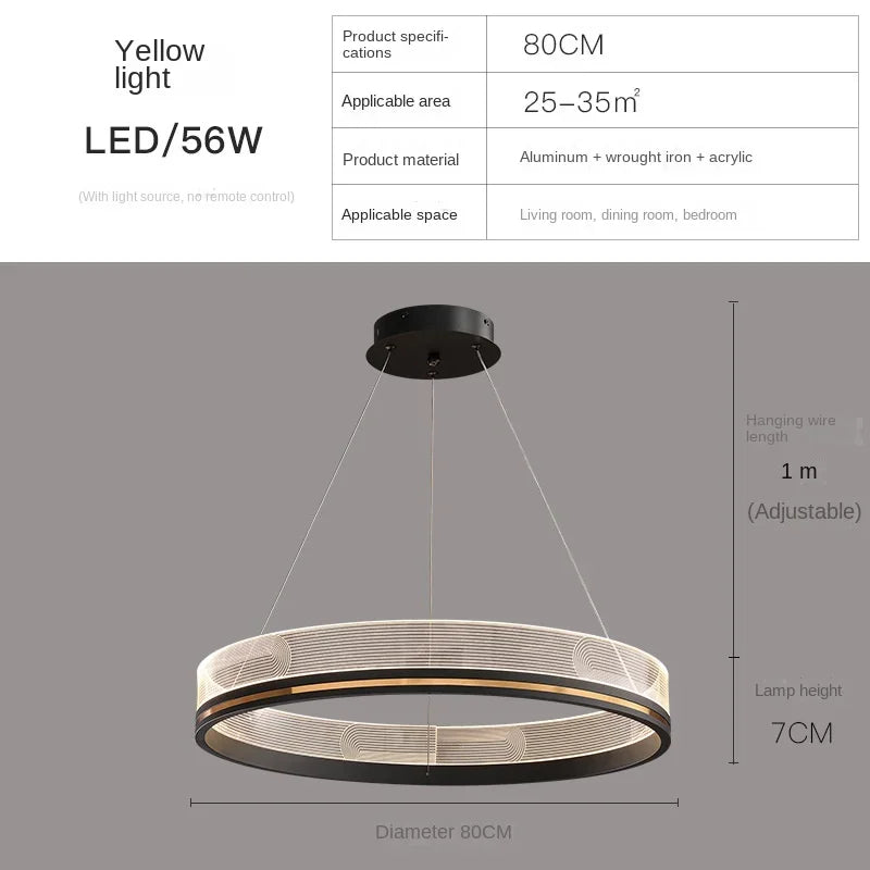 Afralia™ Round LED Light Luxury Chandelier for Living Room & Dining Room