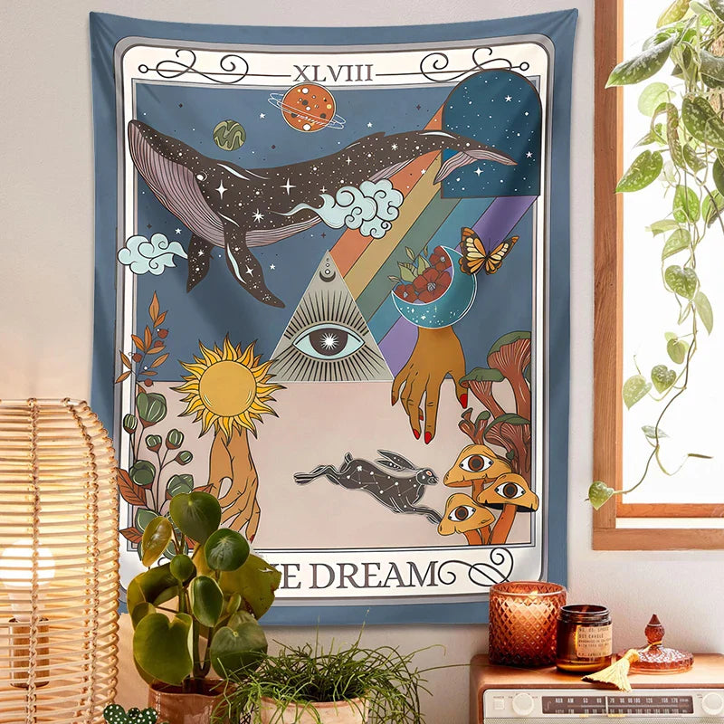 Afralia™ Dream Tarot Tapestry: Mystical Witchy Decor for Tarot Lovers, Hippie Dorm Art