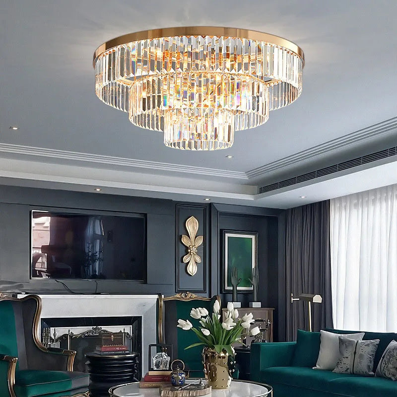 Afralia™ Gold LED Crystal Ceiling Light: Luxury Home Decor Fixture