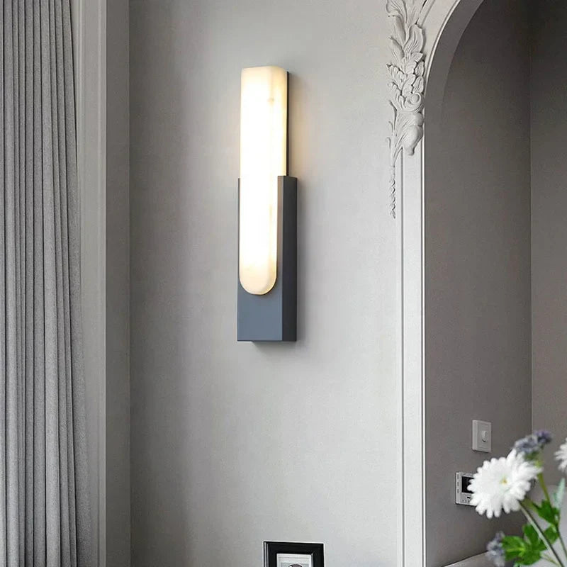 Afralia™ Nordic Grey Marble Wall Sconces LED Lamps - Creative Metal Home Decor