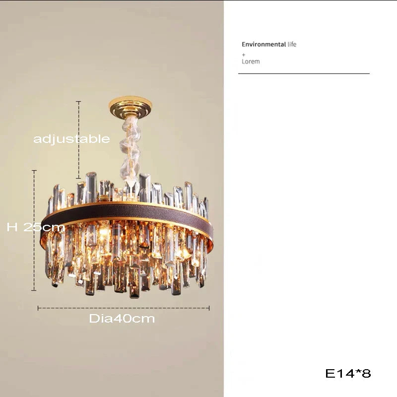 Afralia™ Crystal Leather Chandelier | Modern LED Lustres for Living Room & Dining Room
