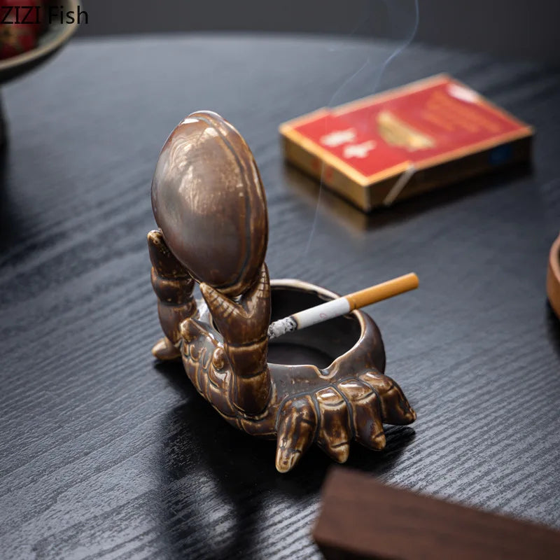 Afralia™ Crab Ceramic Ashtray Phone Holder Desk Decoration Smoking Gift