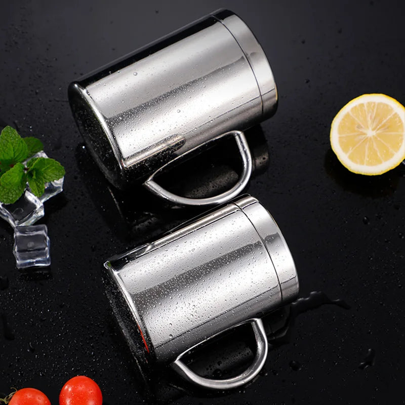 Afralia™ Double Wall Stainless Steel Coffee Mug for Home & Travel